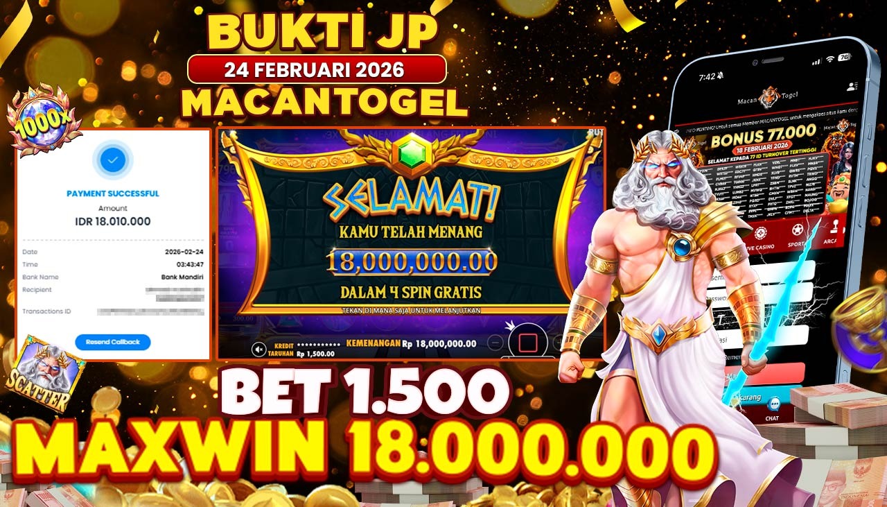 MACANTOGEL JACKPOT PERMAINAN SLOT PRAGMATIC PLAY GATES OF OLYMPUS 1000 Rp.18.000.000,- LUNAS