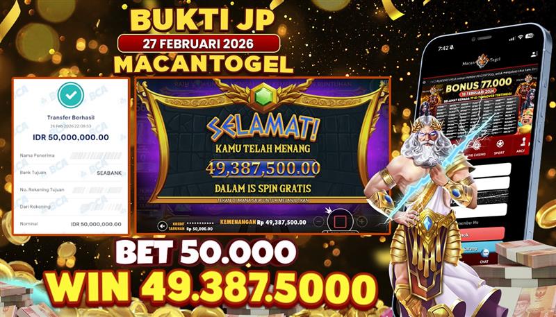 MACANTOGEL JACKPOT PERMAINAN SLOT PRAGMATIC PLAY GATES OF OLYMPUS 1000 Rp.49.387.500,- LUNAS