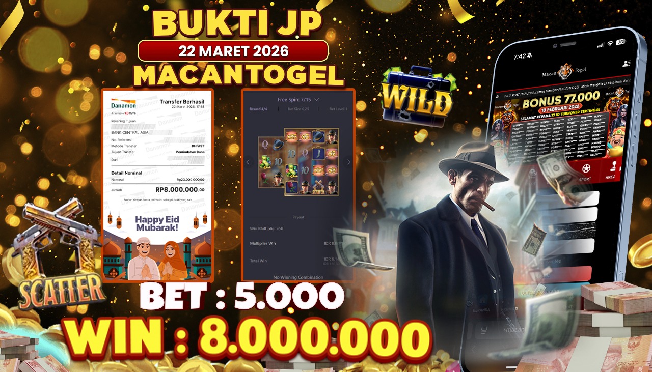 MACANTOGEL JACKPOT PERMAINAN SLOT PG SOFT MAFIA MAYHEM Rp.8.000.000,- LUNAS