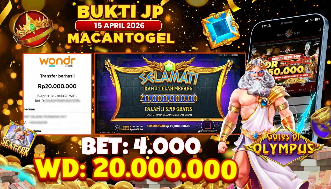 MACANTOGEL JACKPOT PERMAINAN SLOT PRAGMATIC PLAY GATES OF OLYMPUS Rp.20.000.000,- LUNAS