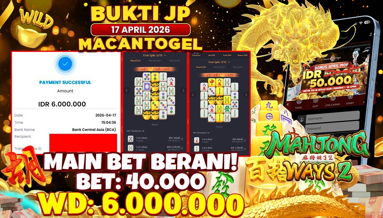 MACANTOGEL JACKPOT PERMAINAN SLOT PG SOFT MAHJONG WAYS 2 Rp.6.000.000,- LUNAS