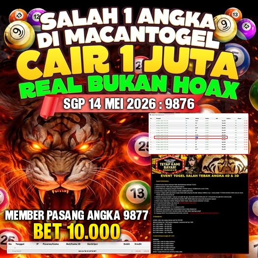 MACANTOGEL JACKPOT PERMAINAN TOGEL 4D SGP Rp.1.000.000,- LUNAS